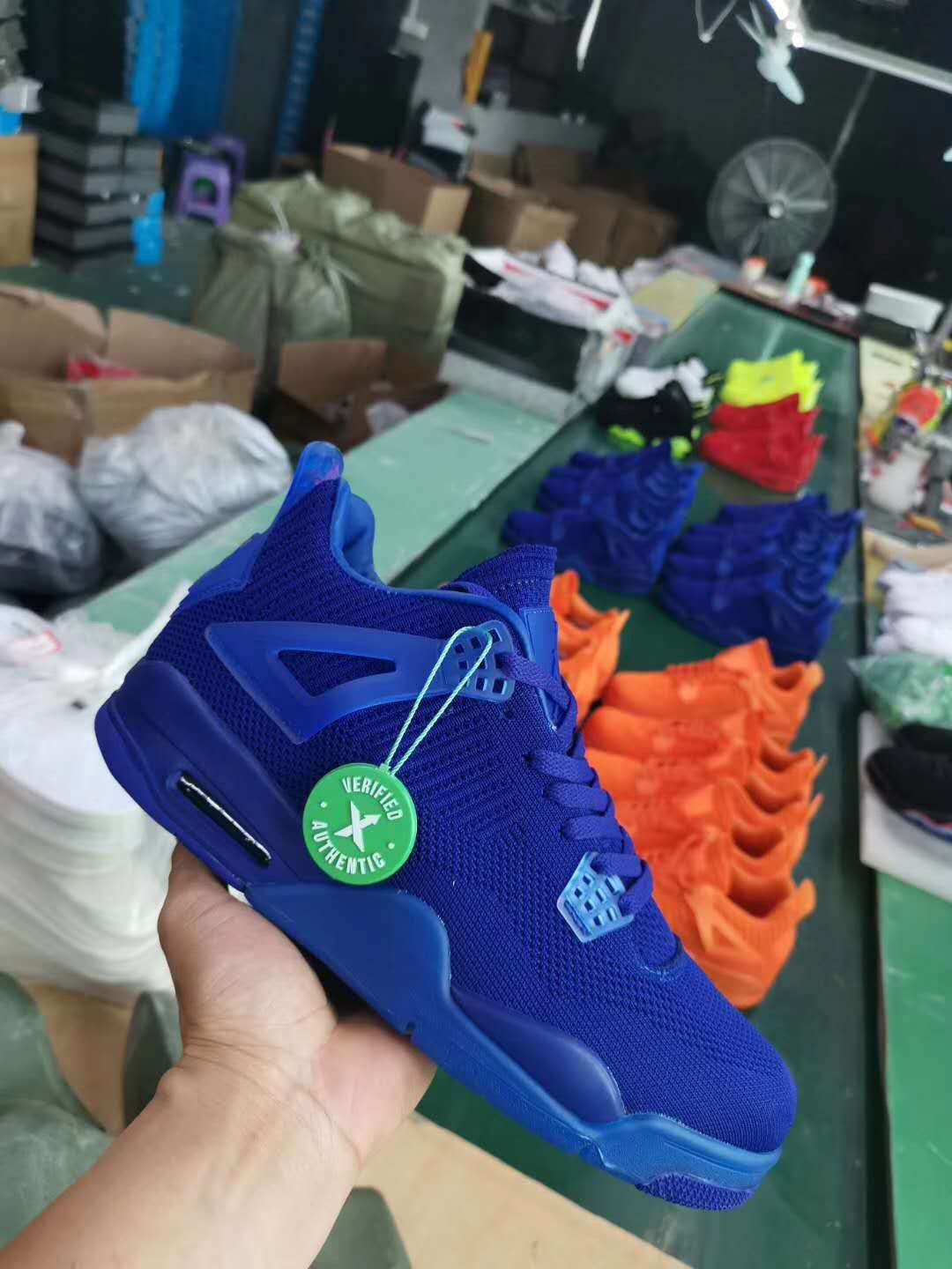 2019 Men Jordan 4 Knit Blue Shoes